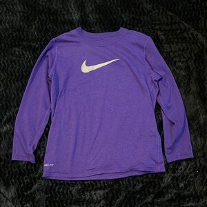 Nike Kids Dri Fit Long Sleeve Shirt in Purple